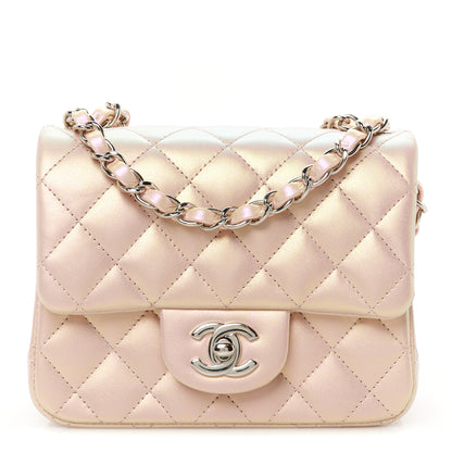 Chanel Iridescent Calfskin Quilted Mini Square Flap Pink 1 of 11