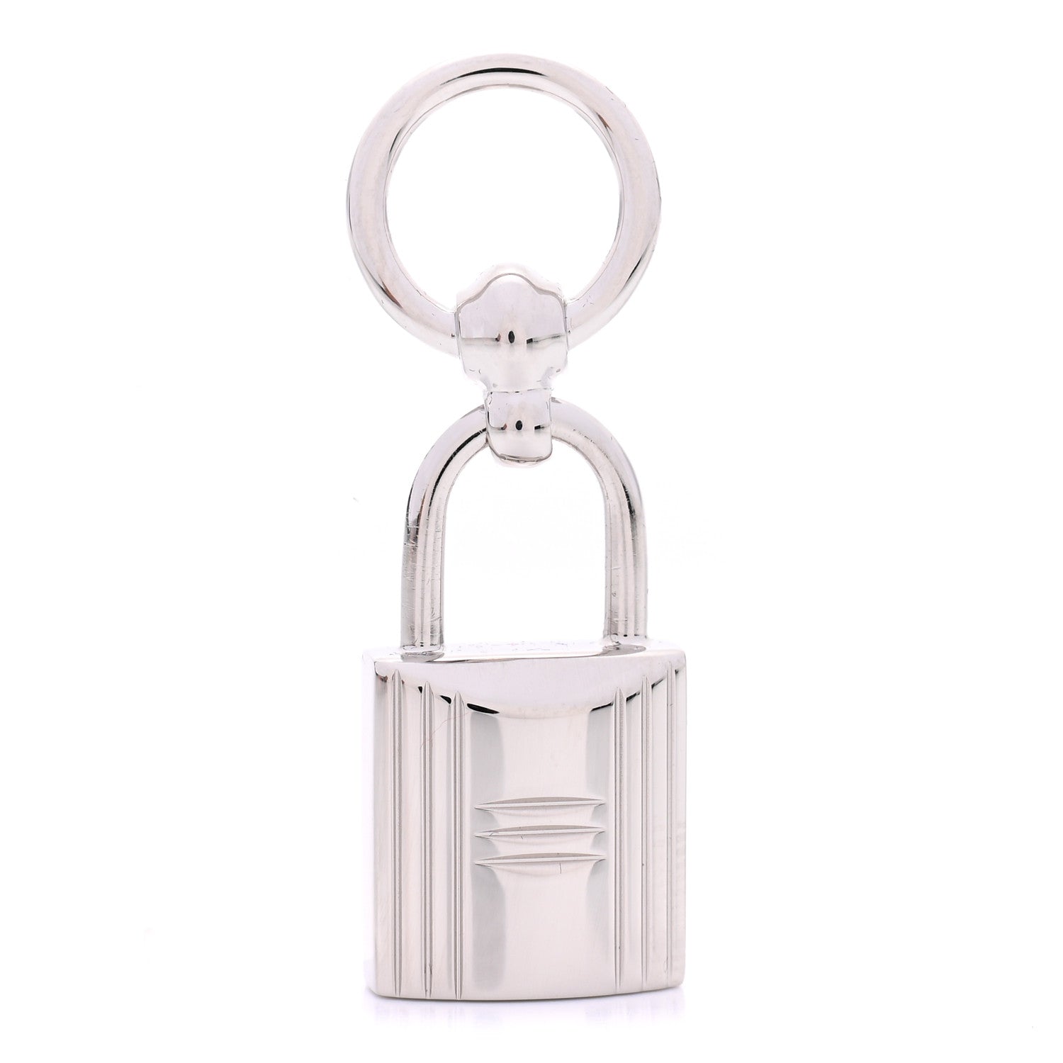 Hermes Palladium Mini Loop Charms Cadenas Scarf Ring Silver 1 of 4