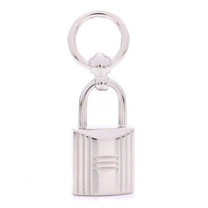 Hermes Palladium Mini Loop Charms Cadenas Scarf Ring Silver 1 of 4