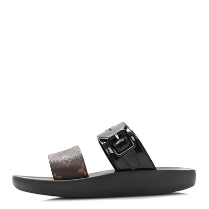 Louis Vuitton Monogram Sunbath Flat Mule Sandals 39 Black 1 of 7