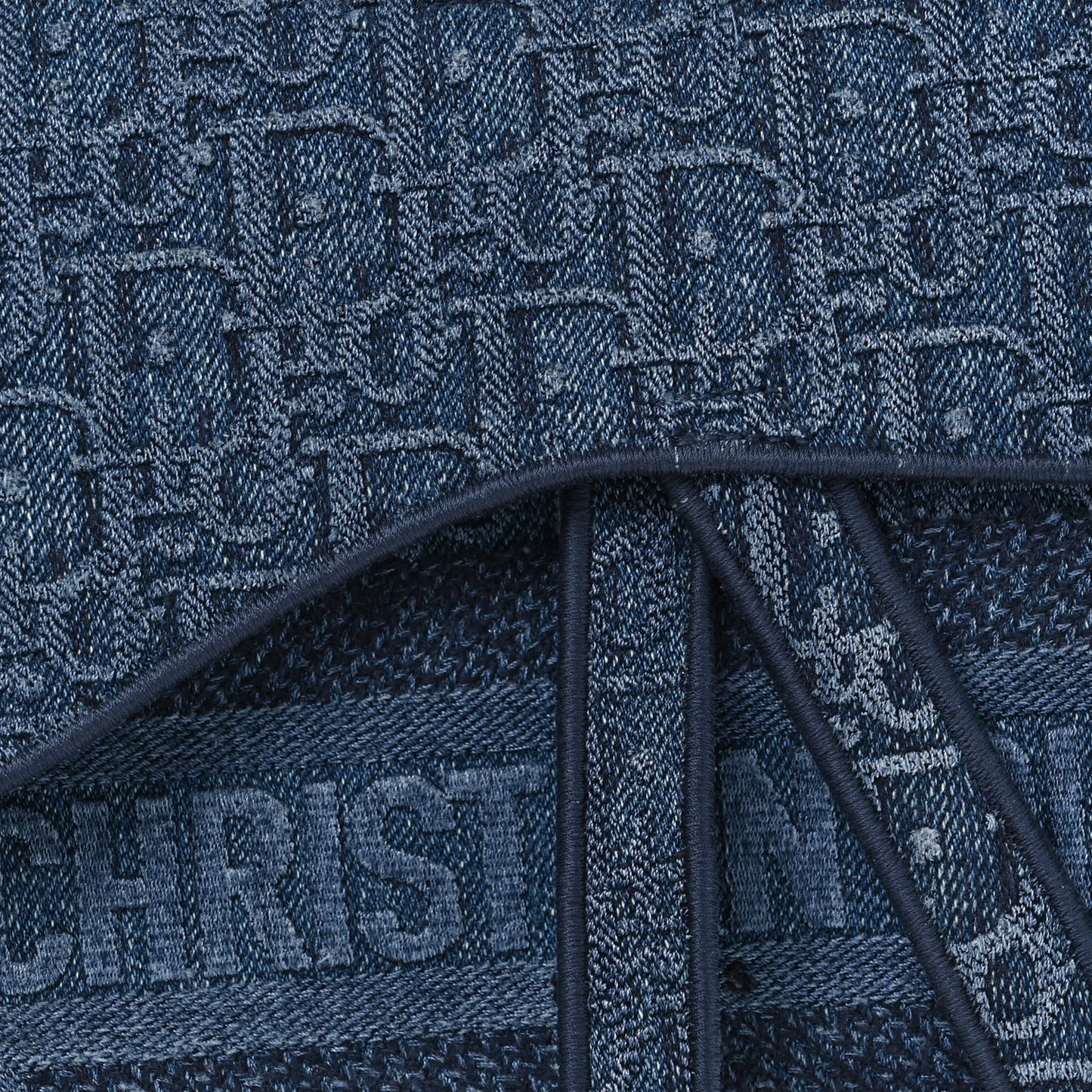Oblique Embroidered Saddle Bag Denim Blue