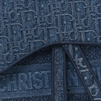 Christian Dior Oblique Embroidered Saddle Bag Denim Blue 8 of 10