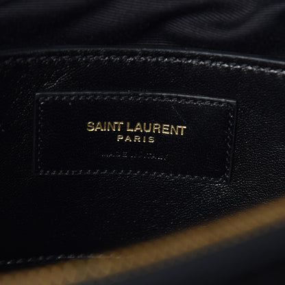 Saint Laurent Suede Mixed Matelasse Triquilt Large Monogram Envelope Satchel Black 5 of 8