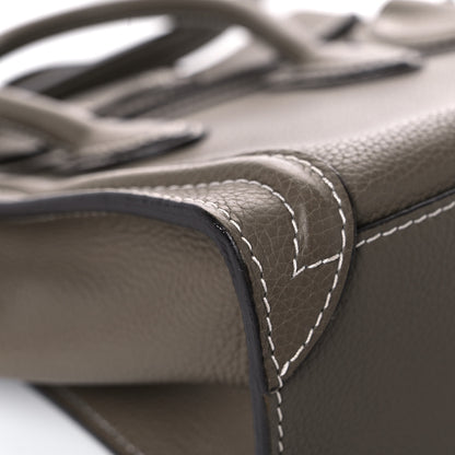 Celine Drummed Calfskin Nano Luggage Souris 10 of 17