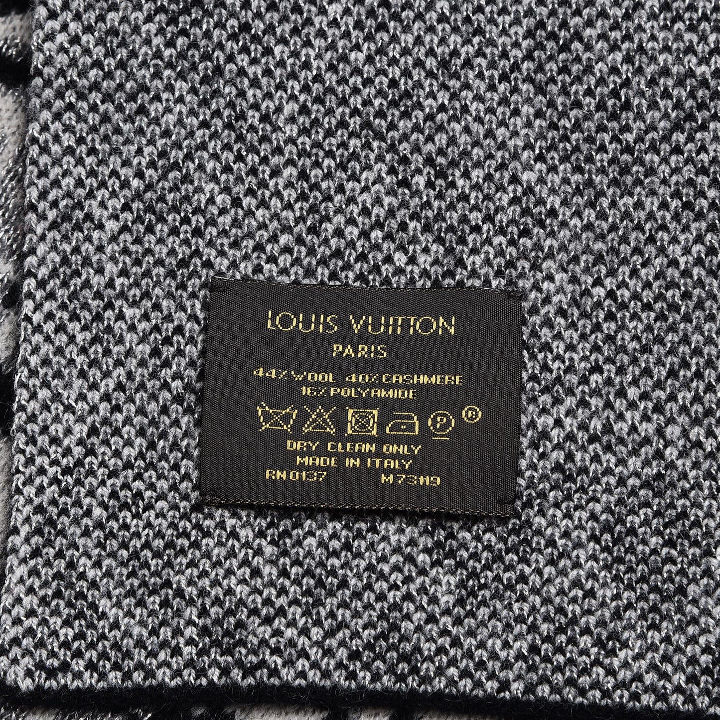 Wool Cashmere Esquimonogram Scarf Black Silver