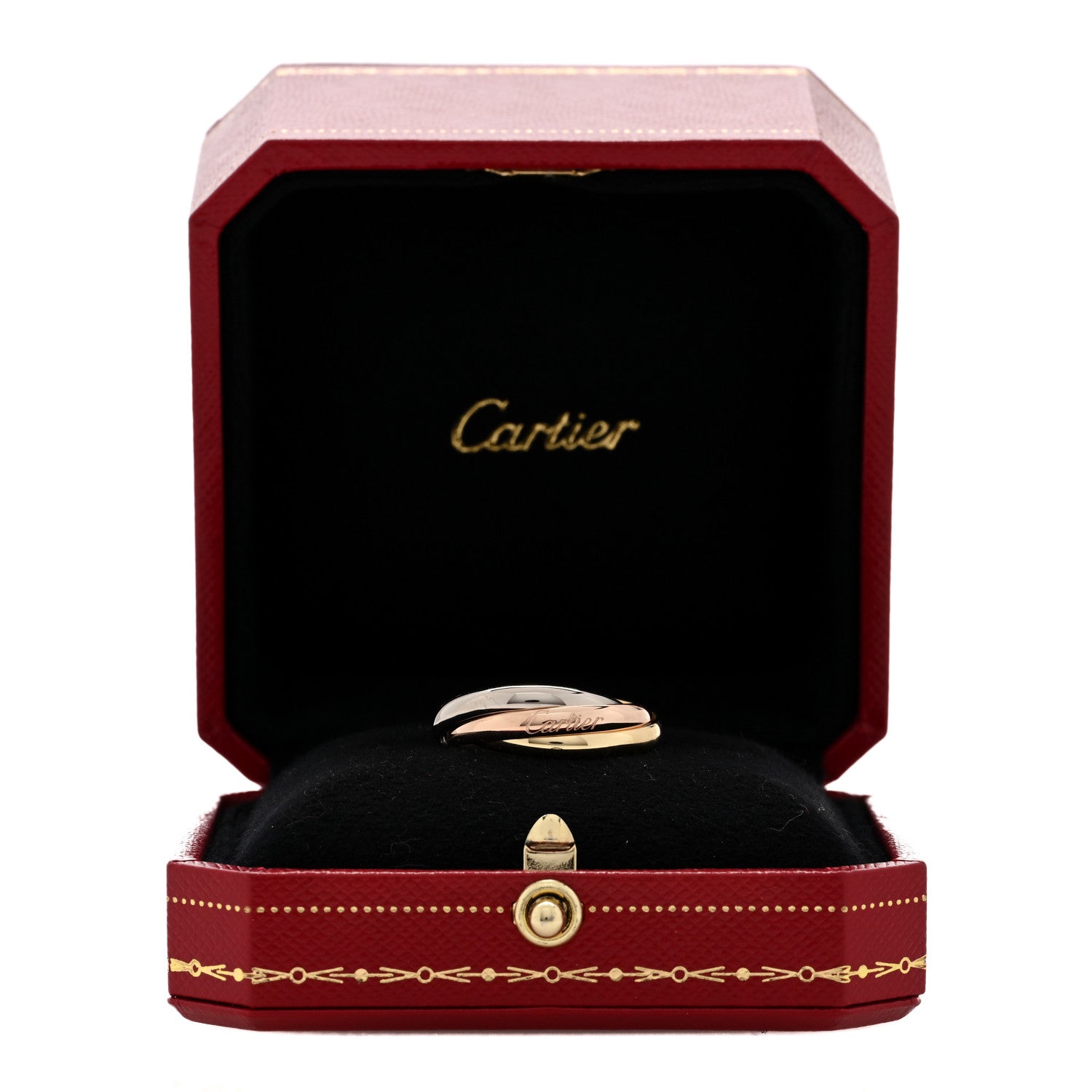 Cartier 18K Pink Yellow White Gold Small Trinity Ring 56 7.5 5 of 5