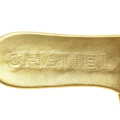 Chanel Glitter Fabric CC Mules 39 Gold Black 7 of 9