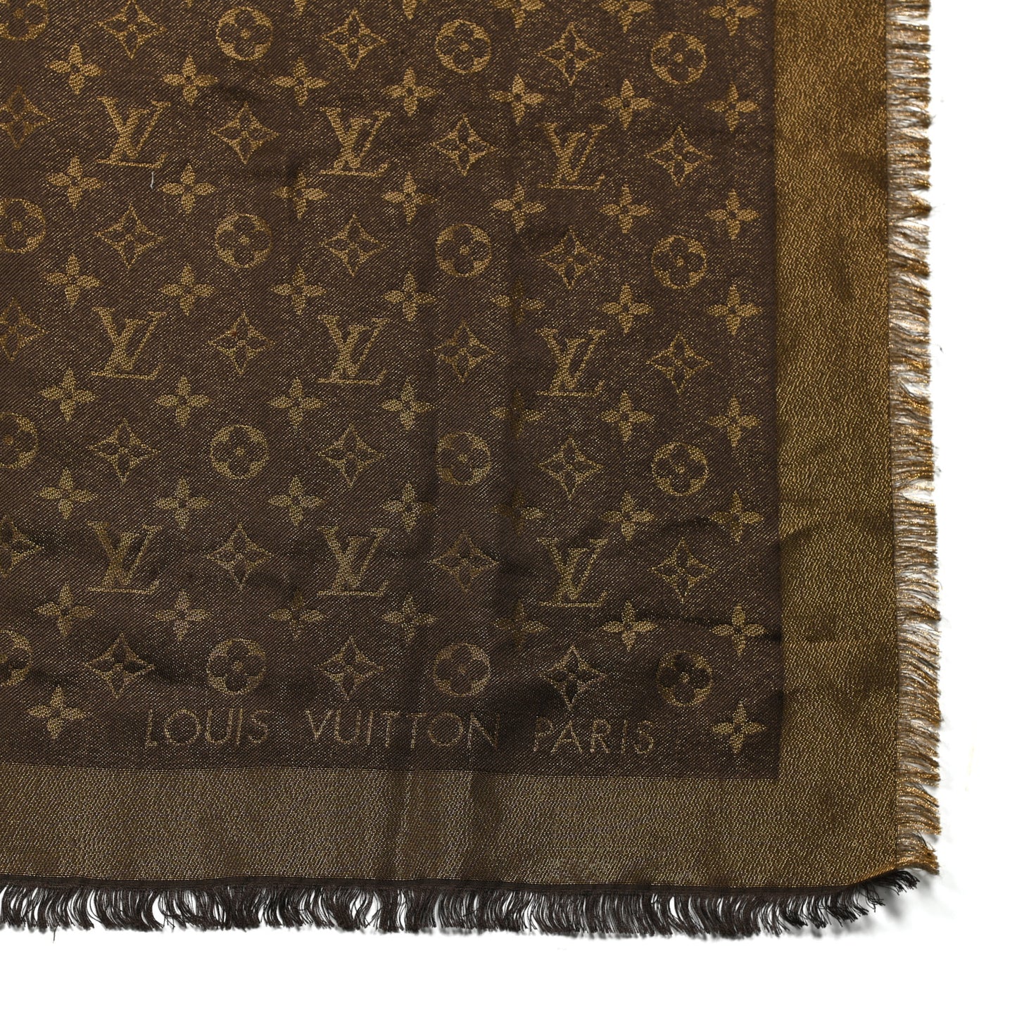 Silk Lurex Wool Monogram Shine Shawl Brown