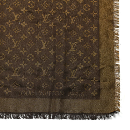Louis Vuitton Silk Lurex Wool Monogram Shine Shawl Brown 2 of 4