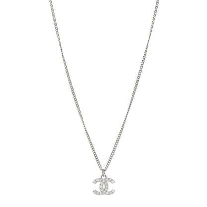 Chanel Crystal Timeless CC Necklace Silver 1 of 7