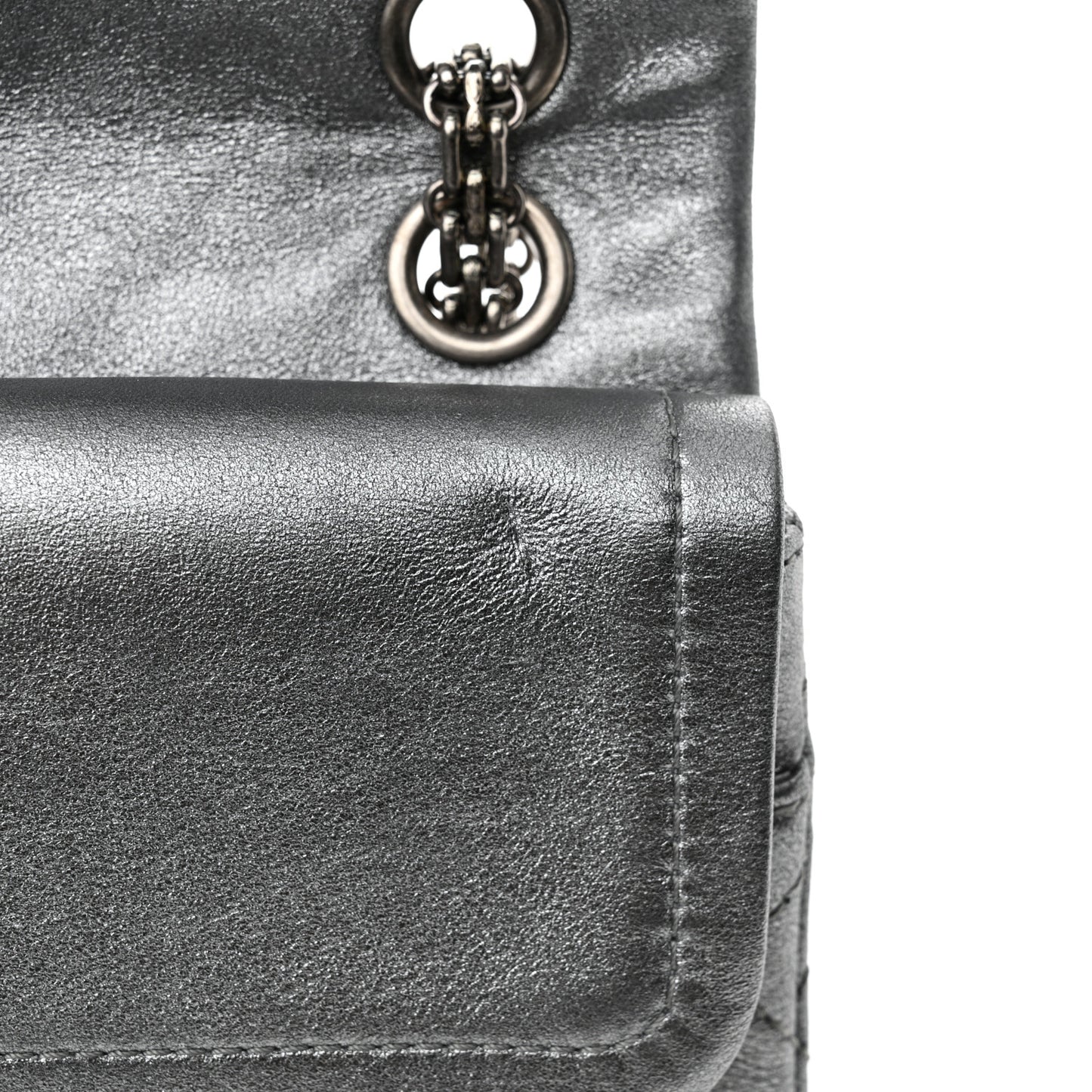 Metallic Calfskin Quilted Lucky Charms 2.55 Reissue 225 Flap Dark Silver