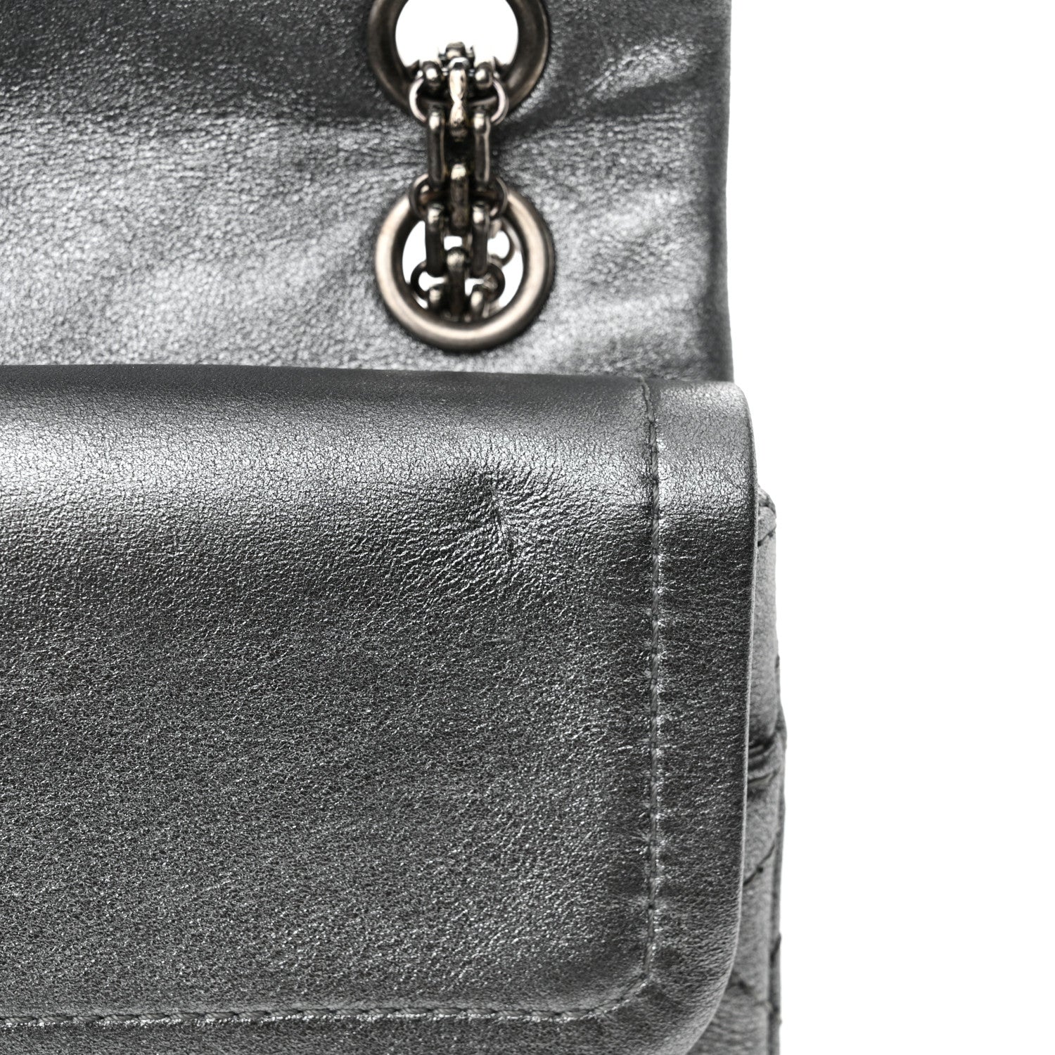 Chanel Metallic Calfskin Quilted Lucky Charms 2.55 Reissue 225 Flap Dark Silver 5 of 12