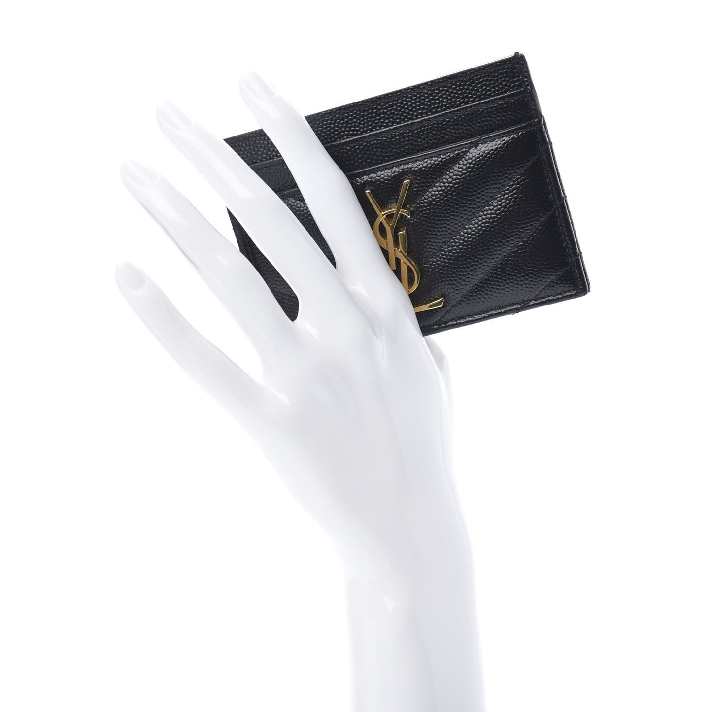 Grain De Poudre Matelasse Chevron Monogram Credit Card Case Black