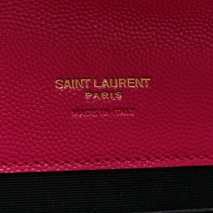 Saint Laurent Grain De Poudre Matelasse Chevron Monogram Envelope Clutch Fuchsia 6 of 7
