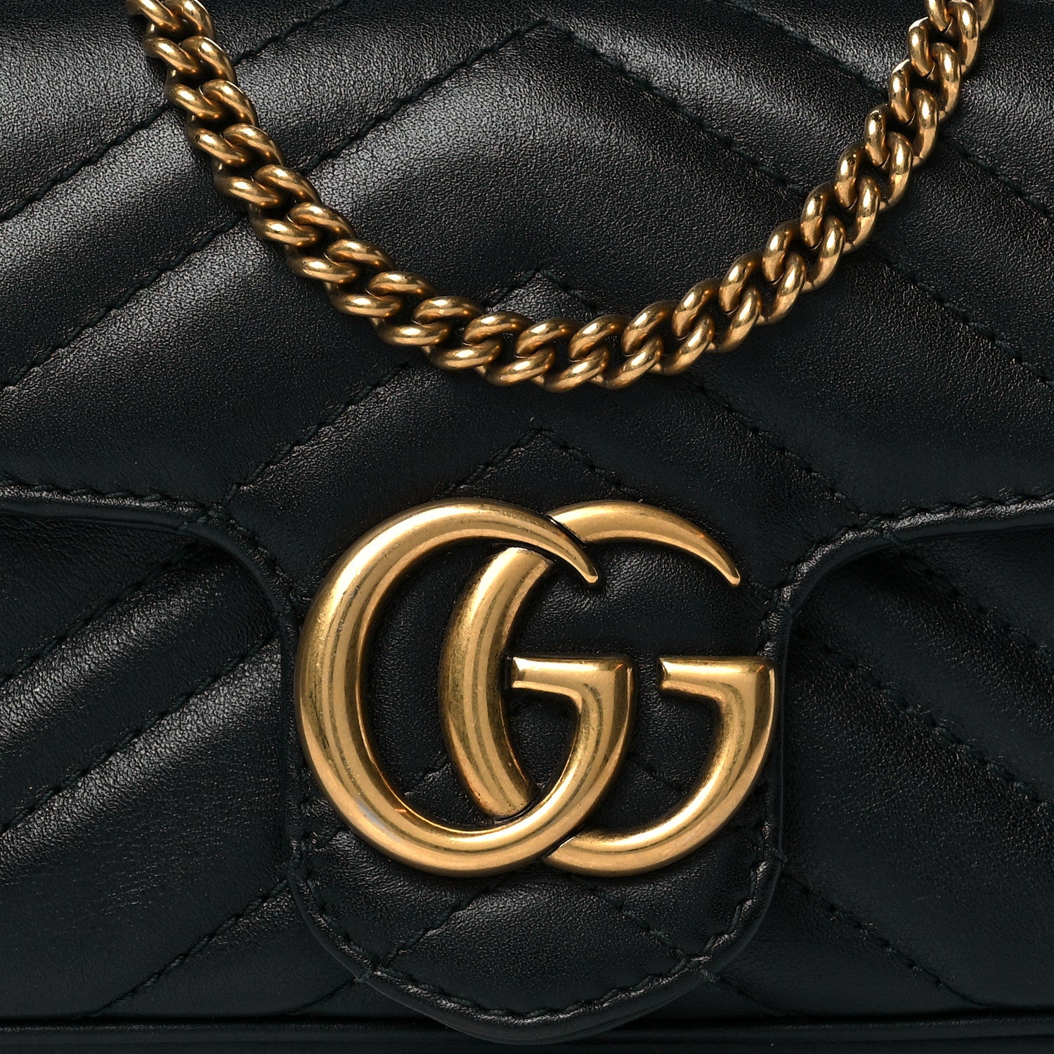 Gucci Calfskin Matelasse Super Mini GG Marmont Shoulder Bag Black 8 of 11