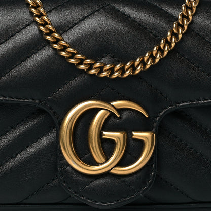 Gucci Calfskin Matelasse Super Mini GG Marmont Shoulder Bag Black 8 of 11