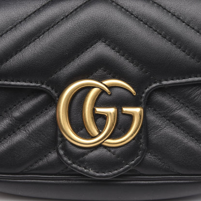 Gucci Calfskin Matelasse Super Mini GG Marmont Shoulder Bag Black 10 of 13