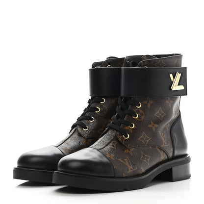 Louis Vuitton Calfskin Monogram Wonderland Flat Ranger Boots 40 Black 3 of 8