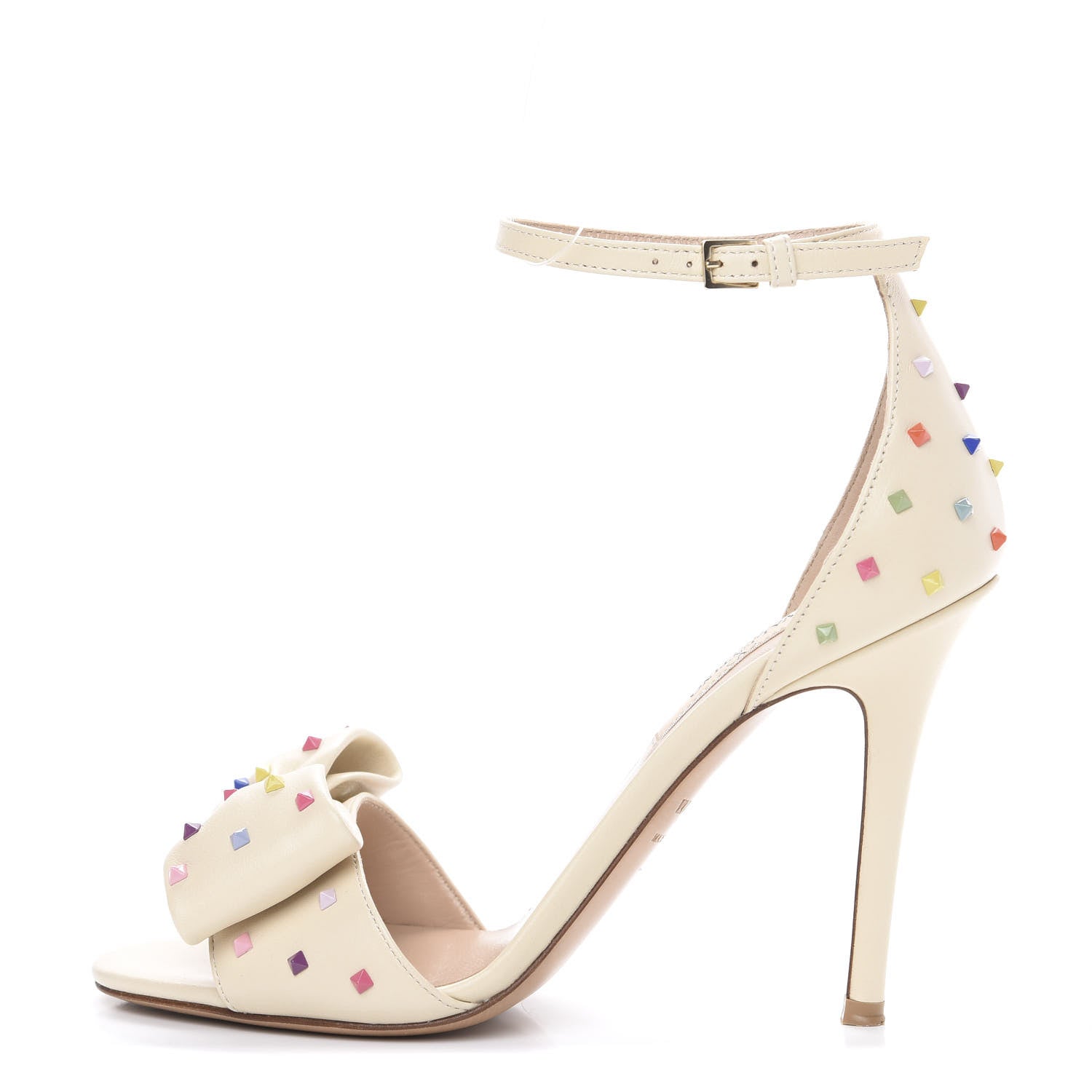 Valentino Garavani Nappa Rainbow Rockstud D'Orsay 105mm Sandals 35.5 Light Ivory Multicolor 1 of 9