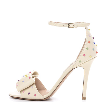 Valentino Garavani Nappa Rainbow Rockstud D'Orsay 105mm Sandals 35.5 Light Ivory Multicolor 1 of 9