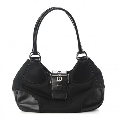 Prada Nylon Calfskin Buckle Shoulder Bag Black 1 of 14