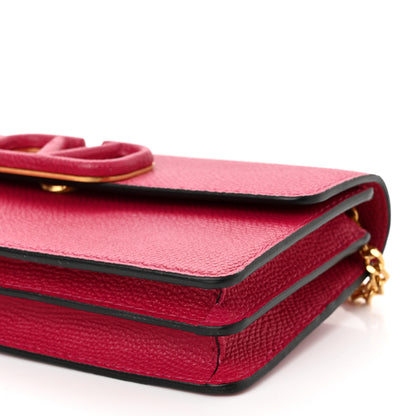 Valentino Garavani Grained Calfskin VSling Wallet On Chain Raspberry 9 of 9