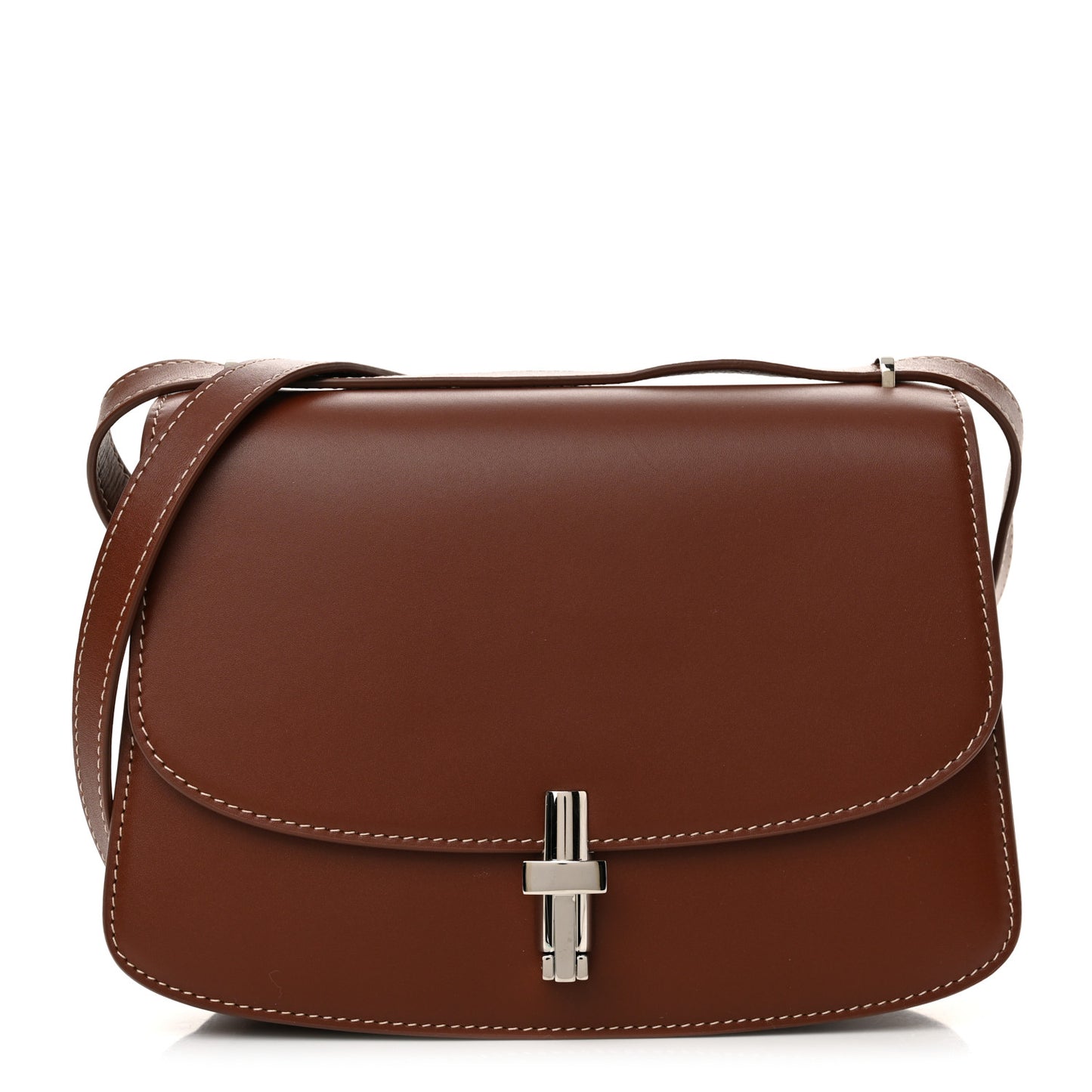 Polished Saddle Calfskin The Sofia 8.75 Crossbody Cherry Wood