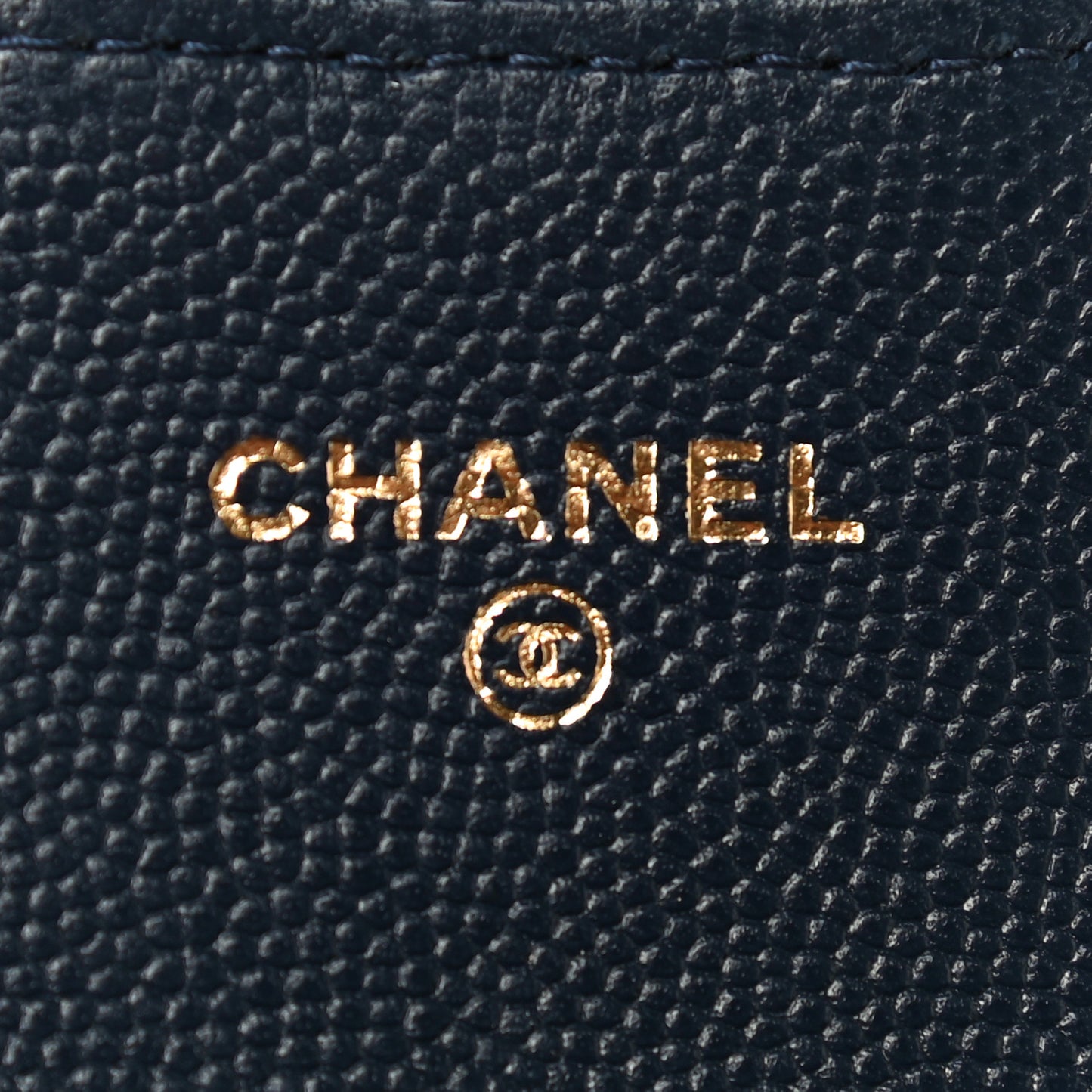 Caviar Quilted Flap Card Holder Wallet Navy Blue
