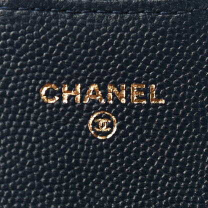 Chanel Caviar Quilted Flap Card Holder Wallet Navy Blue 6 of 11