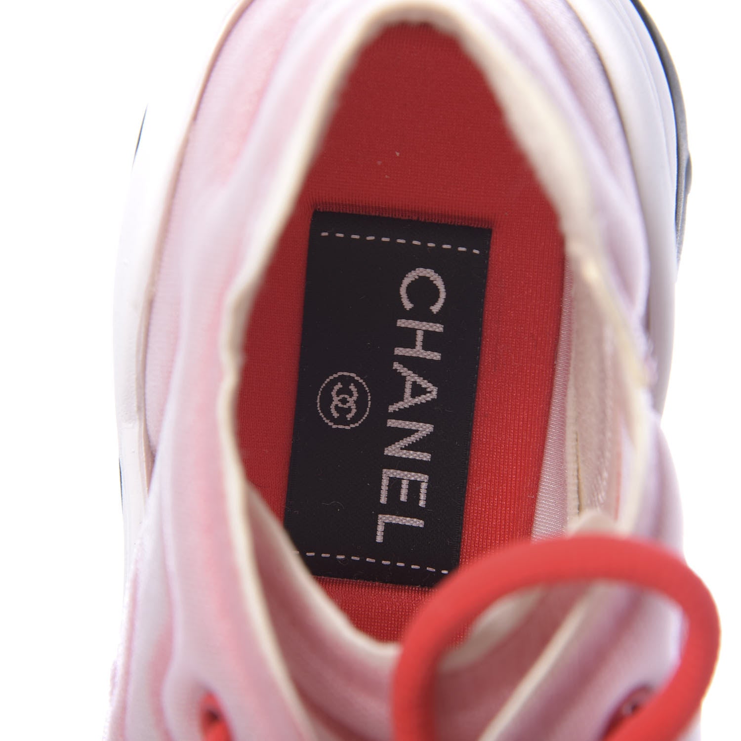 Chanel Lycra Fabric CC Sneakers 37 White Red 6 of 7