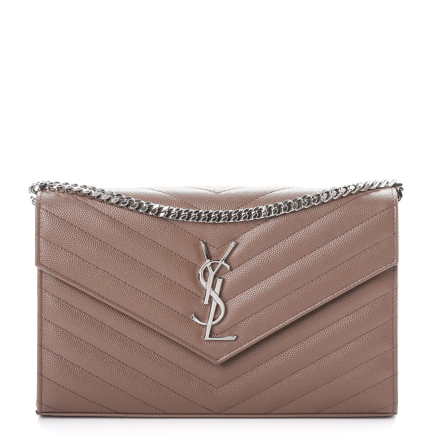 Grain De Poudre Matelasse Chevron Monogram Chain Wallet Fard