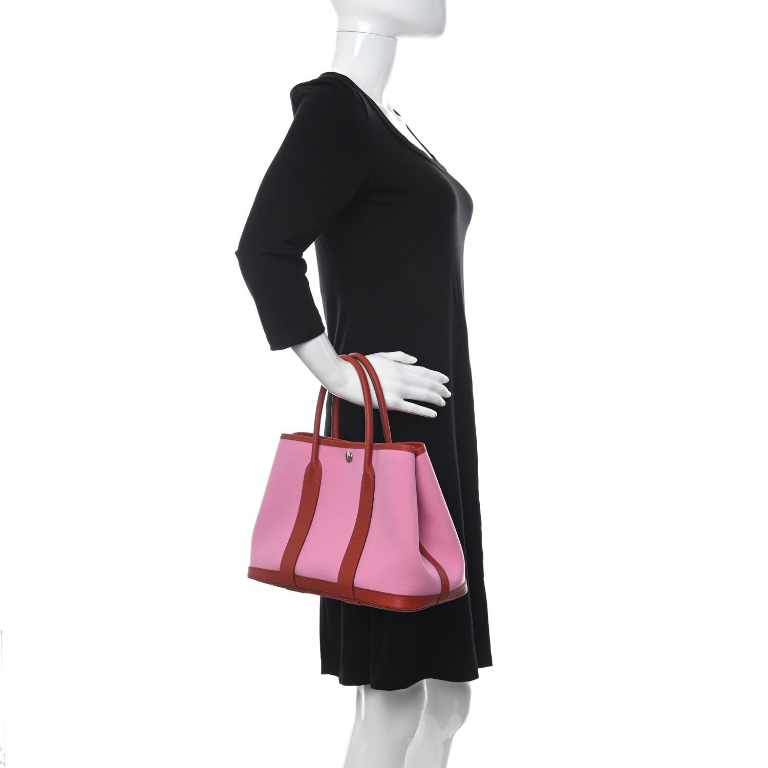 Hermes Toile Militaire Vache Country Garden Party Tote 30 Bubblegum Rouge Duchesse 2 of 10