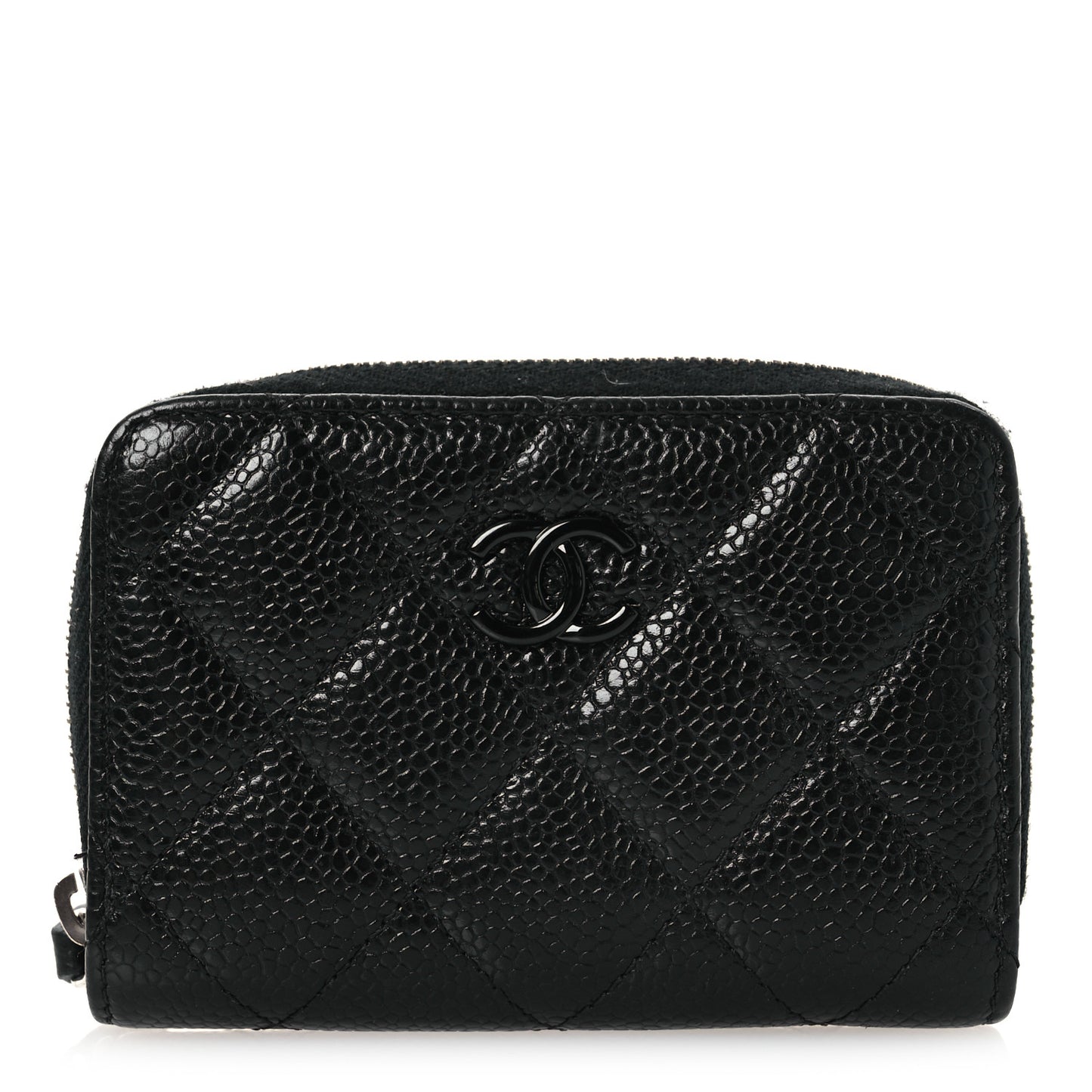 Caviar Quilted Incognito Zip Coin Purse Black