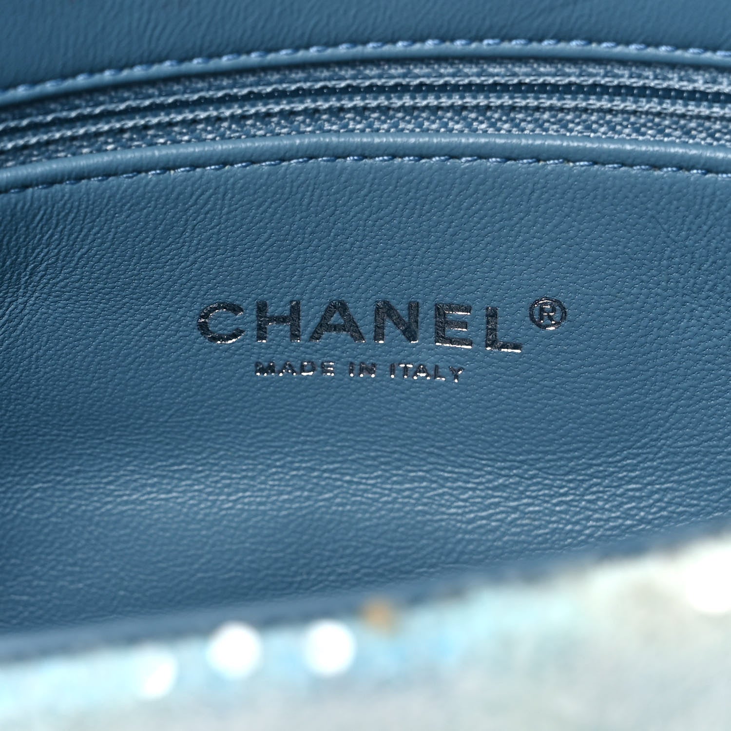 Chanel Sequin Mini Waterfall Flap Light Blue 6 of 13