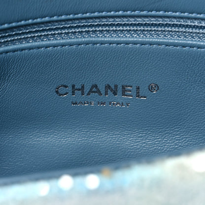 Chanel Sequin Mini Waterfall Flap Light Blue 6 of 13