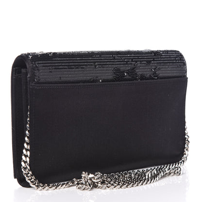 Saint Laurent Sequin Flip Monogram Chain Wallet Black 3 of 11