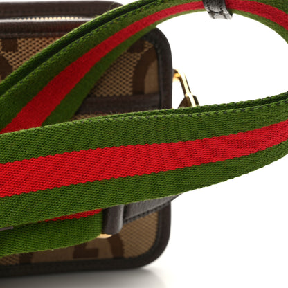 Gucci Monogram Jumbo GG Textured Dollar Calfskin Web Mini Crossbody Bag Camel Ebony New Acero 12 of 16