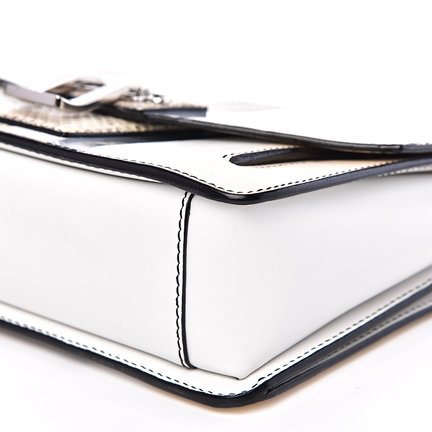 Elaphe Ayers Hava Shoulder Bag White Beige Silver