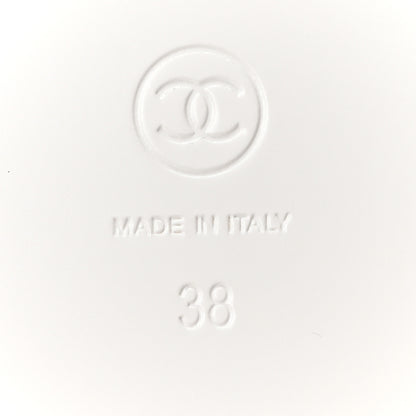 Chanel Goatskin CC Times Square Thong Sandals 38 White 7 of 10