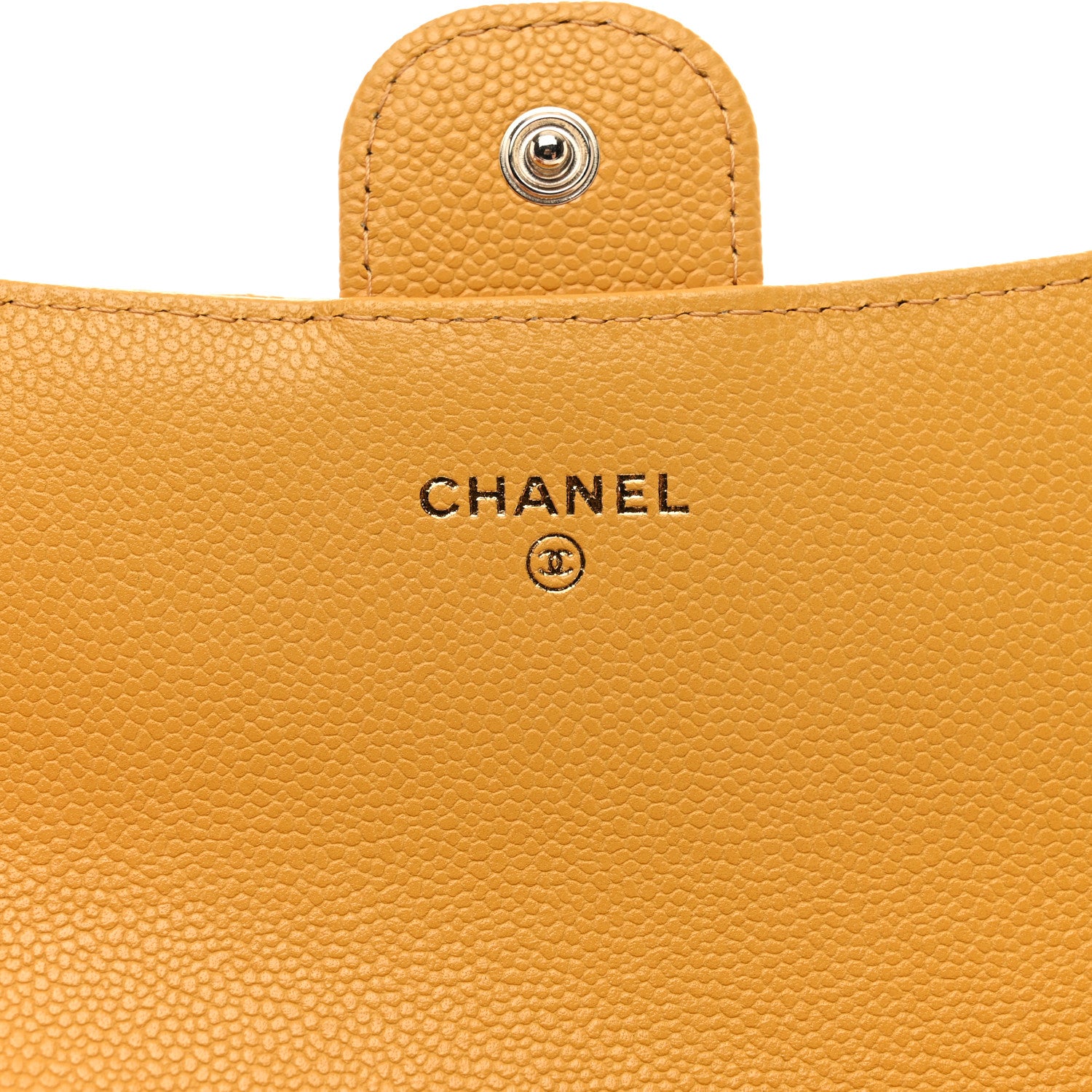 Chanel Caviar Quilted Large Gusset Flap Wallet Yellow 7 of 9