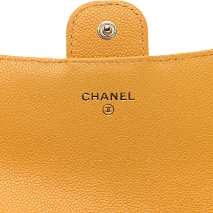 Chanel Caviar Quilted Large Gusset Flap Wallet Yellow 7 of 9