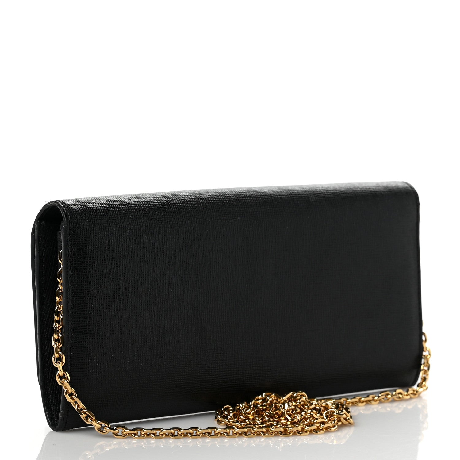 Fendi Vitello Elite Studded Monster Continental Wallet on Chain Black 2 of 7