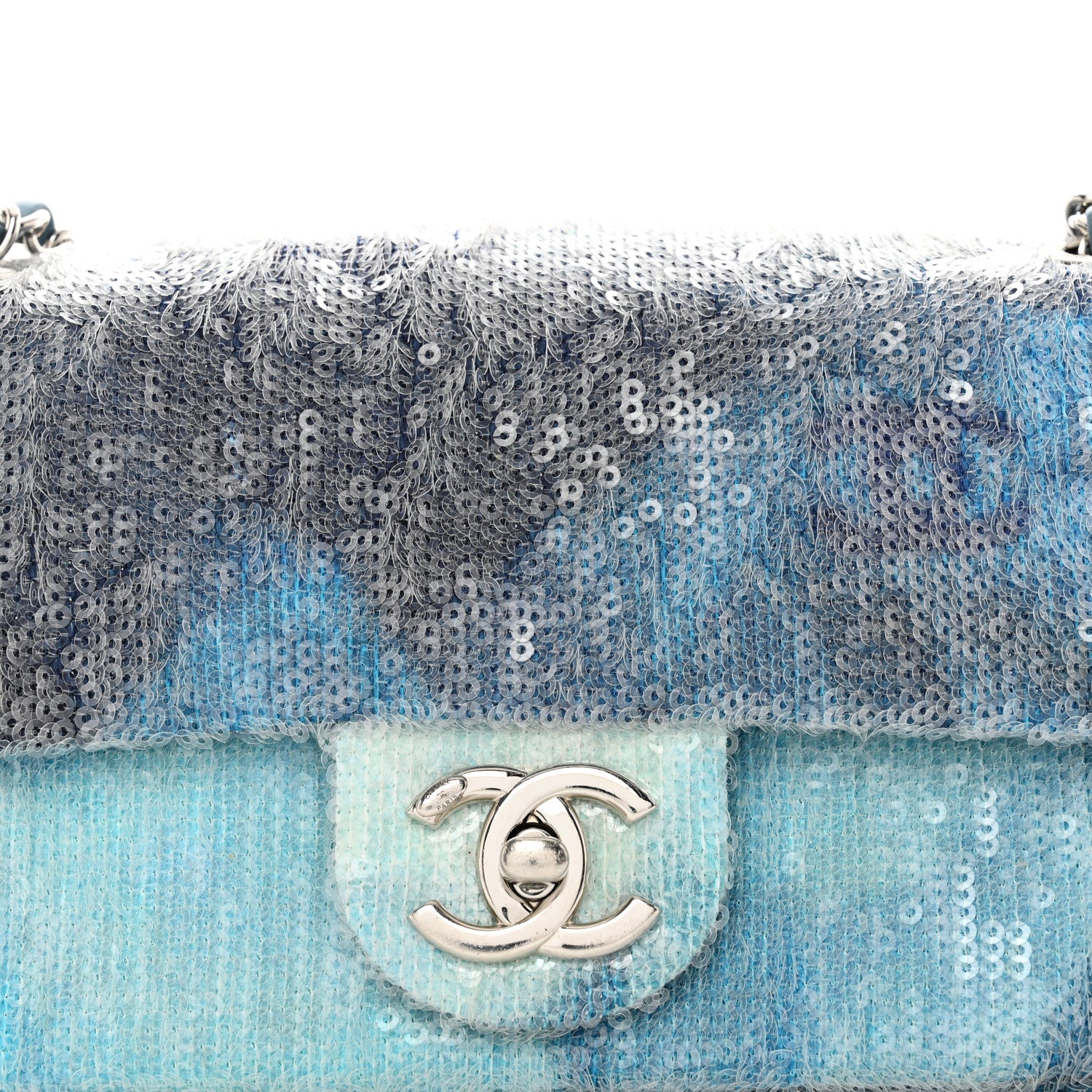 Chanel Sequin Mini Waterfall Flap Light Blue 5 of 10