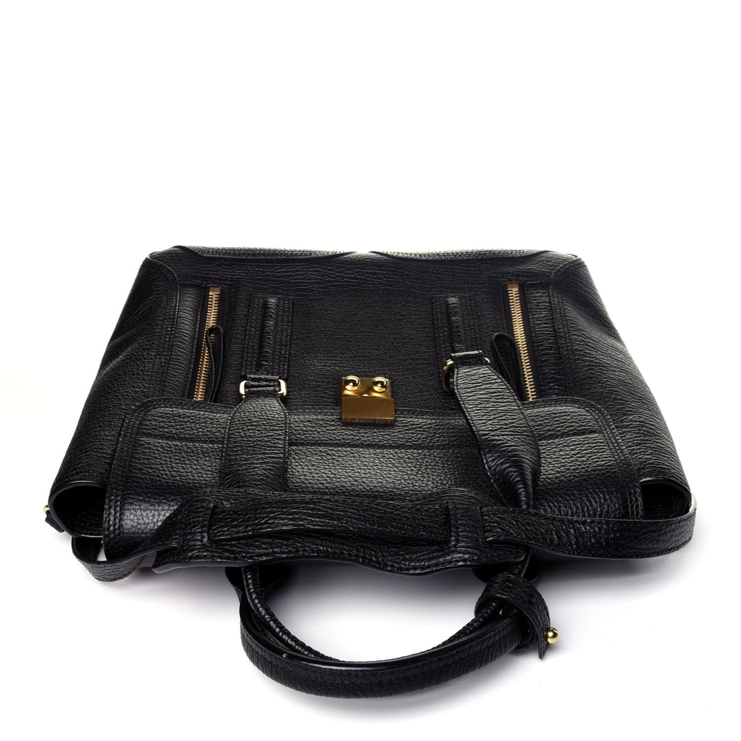 Textured Calfskin Medium Pashli Satchel Black