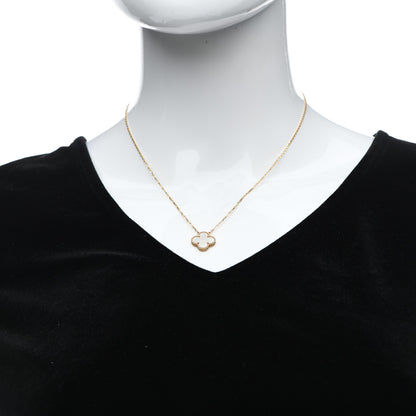 Van Cleef & Arpels 18K Yellow Gold Mother of Pearl Vintage Alhambra Pendant Necklace 2 of 6