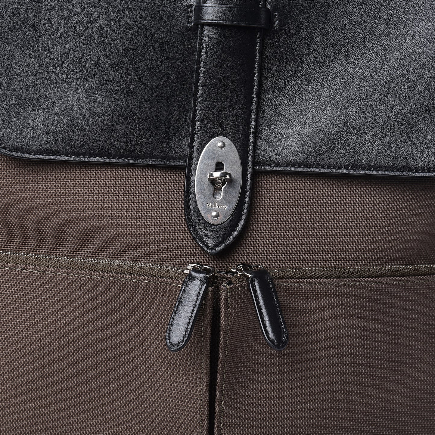Nylon Calfskin Reston Backpack Dark Green Black