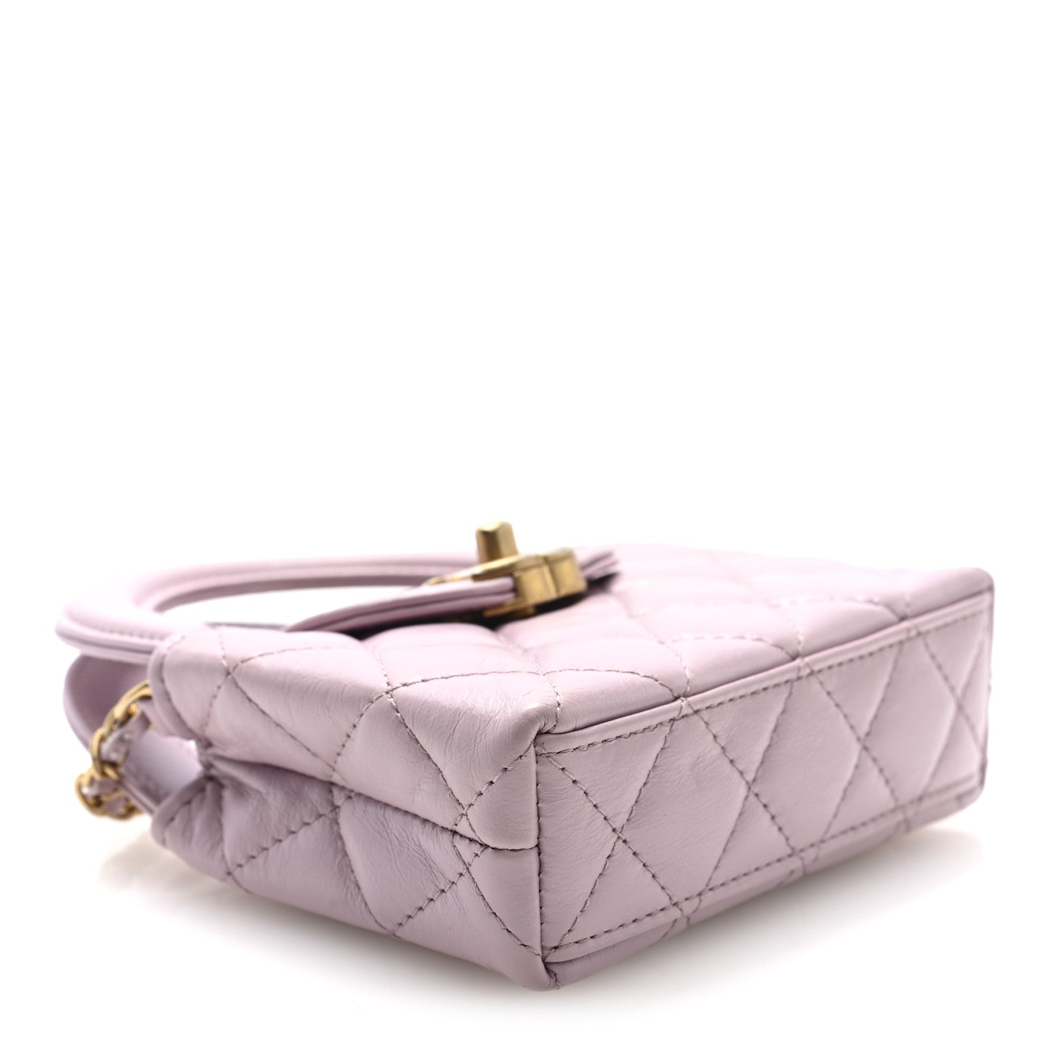 Chanel Shiny Aged Calfskin Quilted Mini Nano Kelly Shopper Light Pink 4 of 10