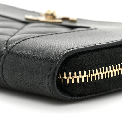 Chanel Sheepskin Quilted Mademoiselle Vintage Zip Around Wallet Black 11 of 13