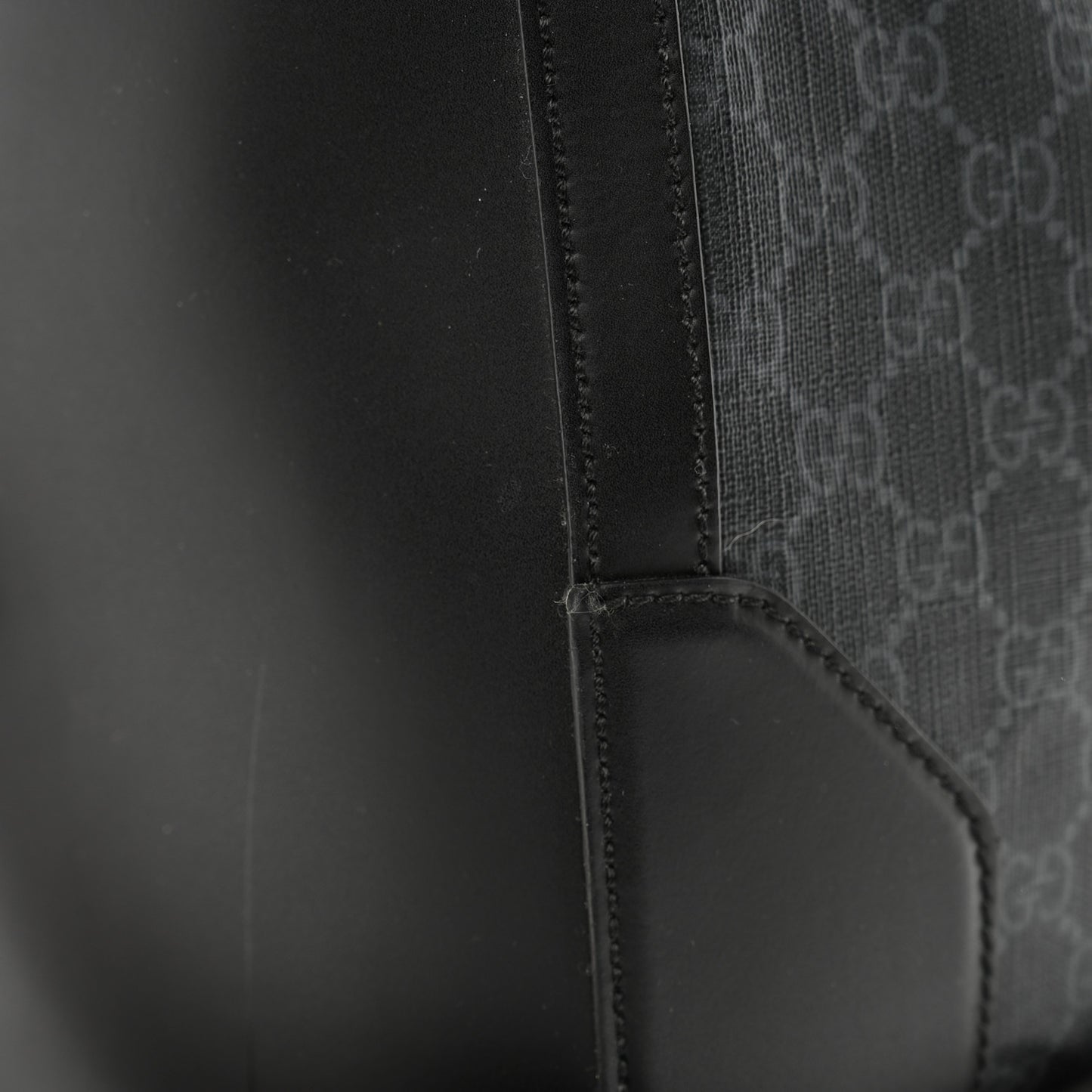Soft GG Supreme Monogram Appia Calfskin Web Large Carry On Duffle Bag Black Grey