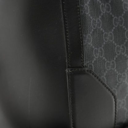 Gucci Soft GG Supreme Monogram Appia Calfskin Web Large Carry On Duffle Bag Black Grey 12 of 16